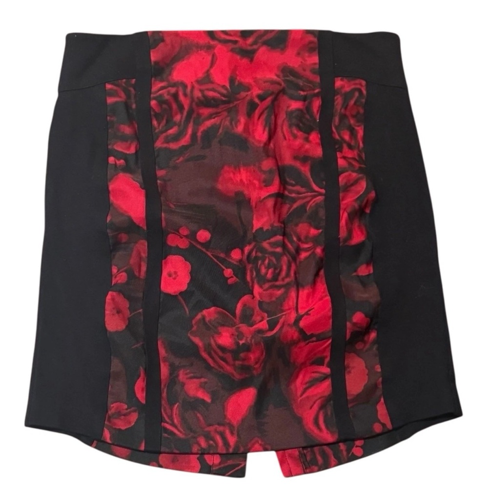 Cache Red Rose Mini Skirt Sz 6 VTG 90s Y2K Whimsigoth Vampy Glam‎ Romantic Goth